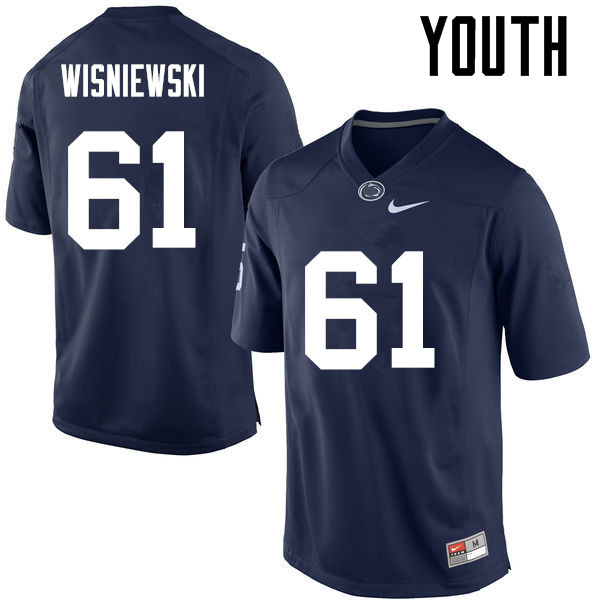 NCAA Nike Youth Penn State Nittany Lions Stefen Wisniewski #61 College Football Authentic Navy Stitched Jersey UTD4598DJ